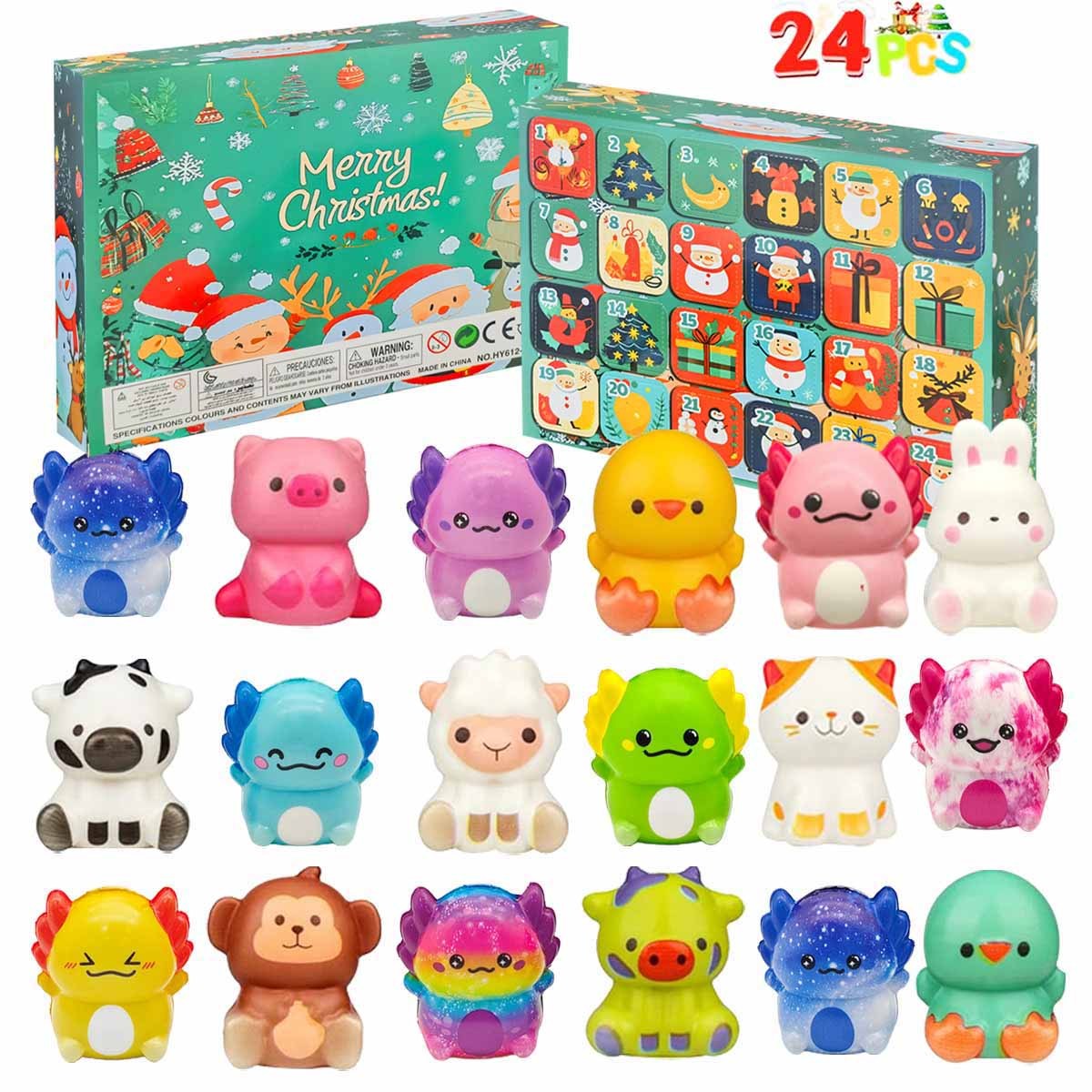 24pcs cute axolotl animal advent calendar with   door openers - 24 days of christmas & thanksgiving countdown calendar, collectible party favors, xmas stocking stuffers, slow-  surprise with   eyes & poses, durable paper/polyurethane construction for festive celebrations (ideal for home or classroom use) -   24 unique axolotl characters & box display, gifts 0