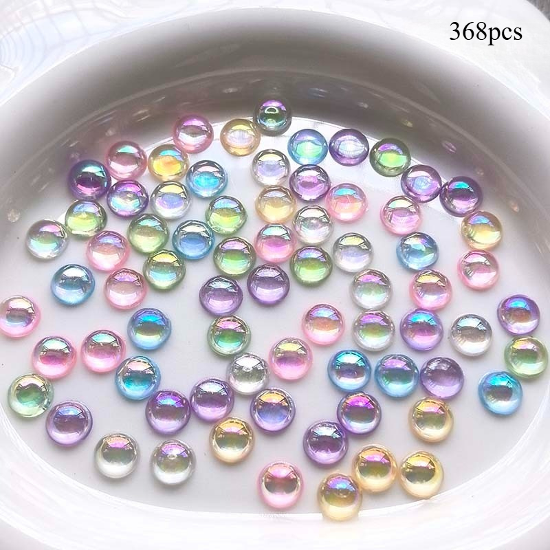 TEMU 368pcs Random Transparent Ab Semi-circular Flat Acrylic Decoration, Nail Decoration, Diy Handmade Crafts