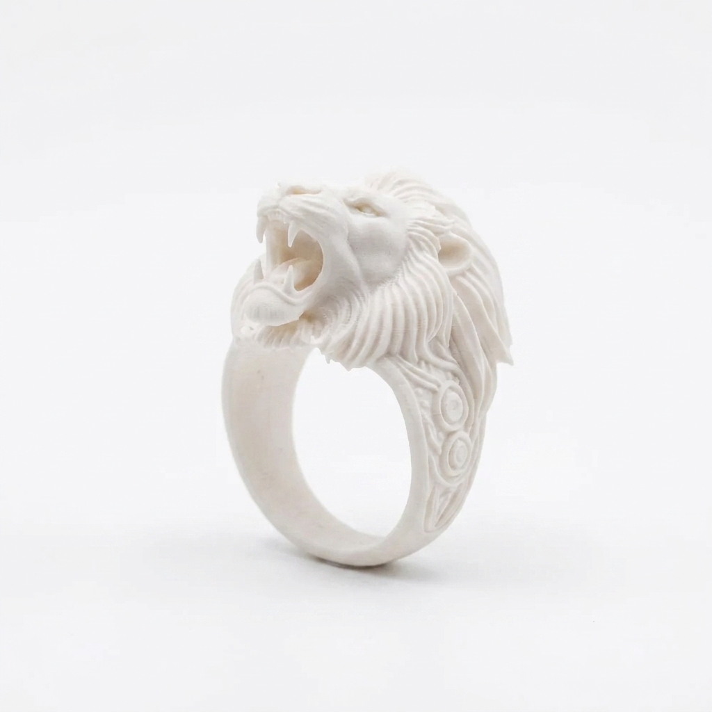 TEMU Bague Tête de Lion rugissant imprimée en 3D, Bague de style vintage, Accessoire gothique, batterie