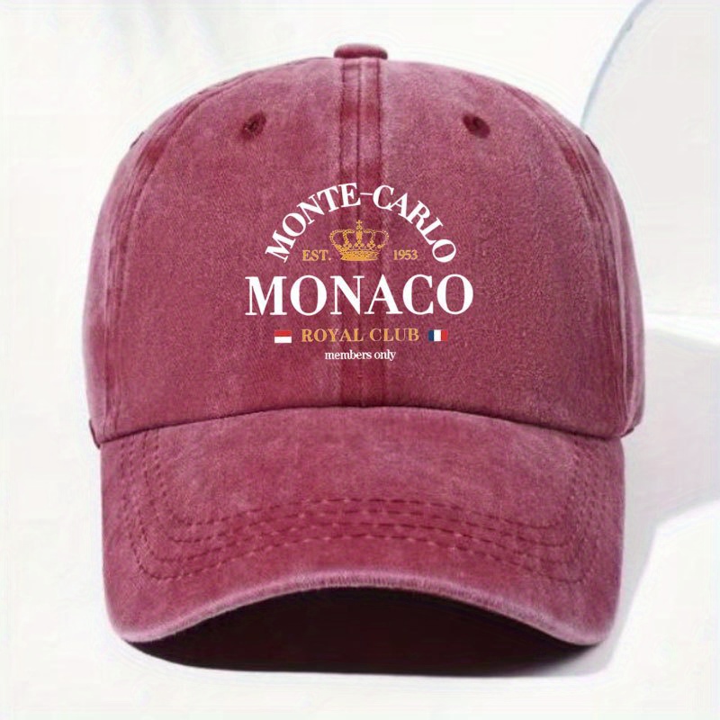 Vintage-Style Adjustable Baseball Cap with "MONACO" Print