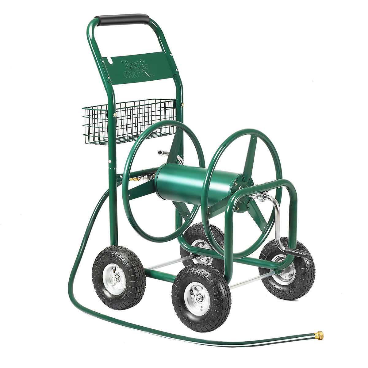 Image of Garden Water Hose Reel Cart Holds 350ft Of 5/8" Hose Outdoor Yard Planting Green