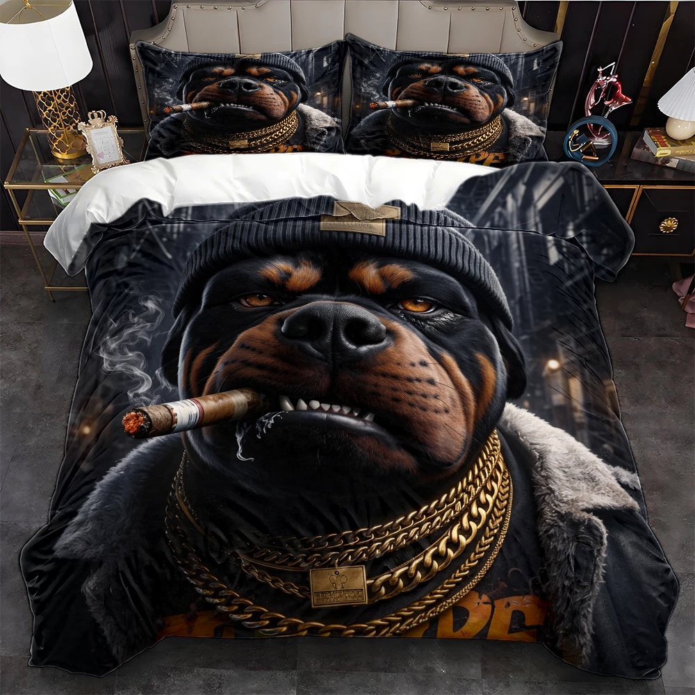 TEMU 3pcs Trendy Hip-hop Print Duvet Cover Set, Bedding 3pcs Set (1*duvet Cover   2*pillowcases), Suitable For , Machine Washable, Invisible Zipper