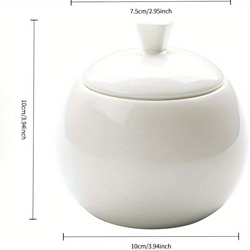 1 Cup+1 Lid Set Ceramic Cream Candy Jar, Sugar Storage Jar, Sugar Bowl With Lid, Salt Bowl, Jar, Suitable For Kitchen Or Restaurant 400ml