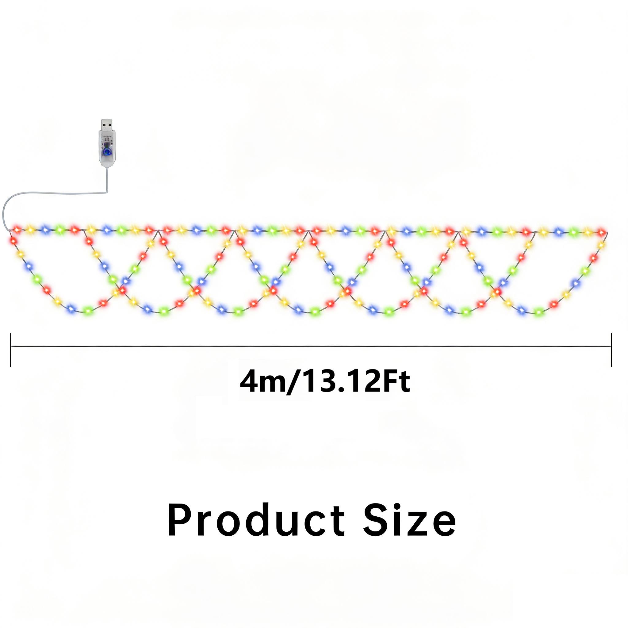 TEMU 138 Led 4m/13.1ft Christmas Lights, Usb Powered Colorful Eave Lights With 8 Flashing Modes, Memory Function And Ip64 Protection, Holiday