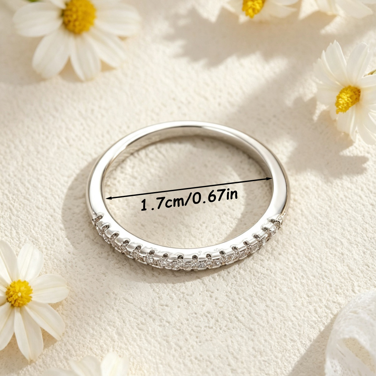 Women's Micro Paved Shiny Ring, Minimalist Elegant Design