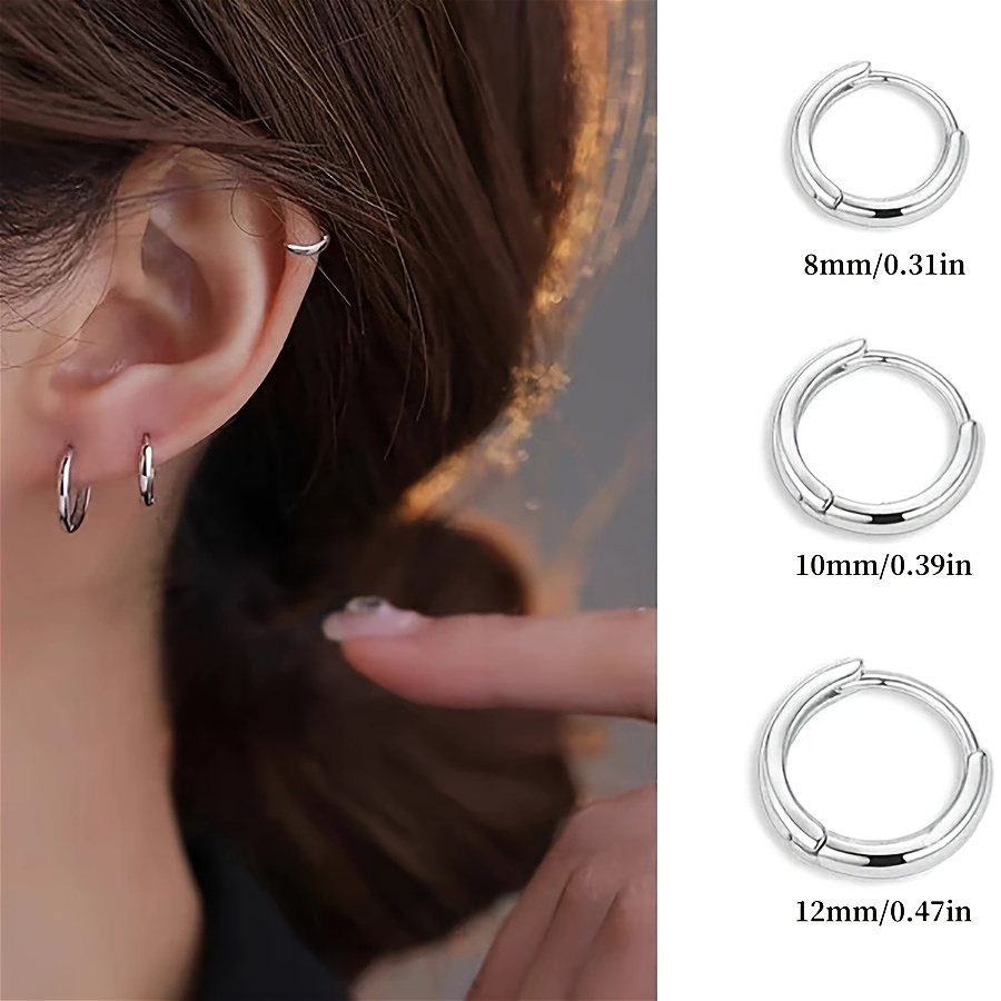 Golden Circle Earrings Set - 8 10 12mm Hoop Earrings