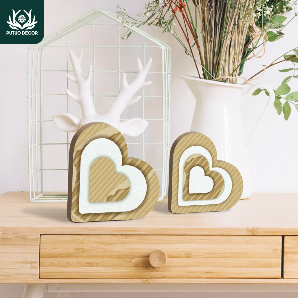 

2pcs Putuo Decor Rustic Tabletop Decorations, Farmhouse Style Love Heart Accents For Home, Cafe, Restaurant, Valentine's Day Party Decor, No Batteries Required