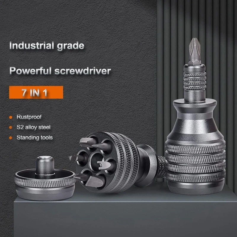 7 in 1 mini edc screwdriver set s2 alloy steel magnetic one way phillips head multi bit titanium coated portable precision screwdriver for tools details 0