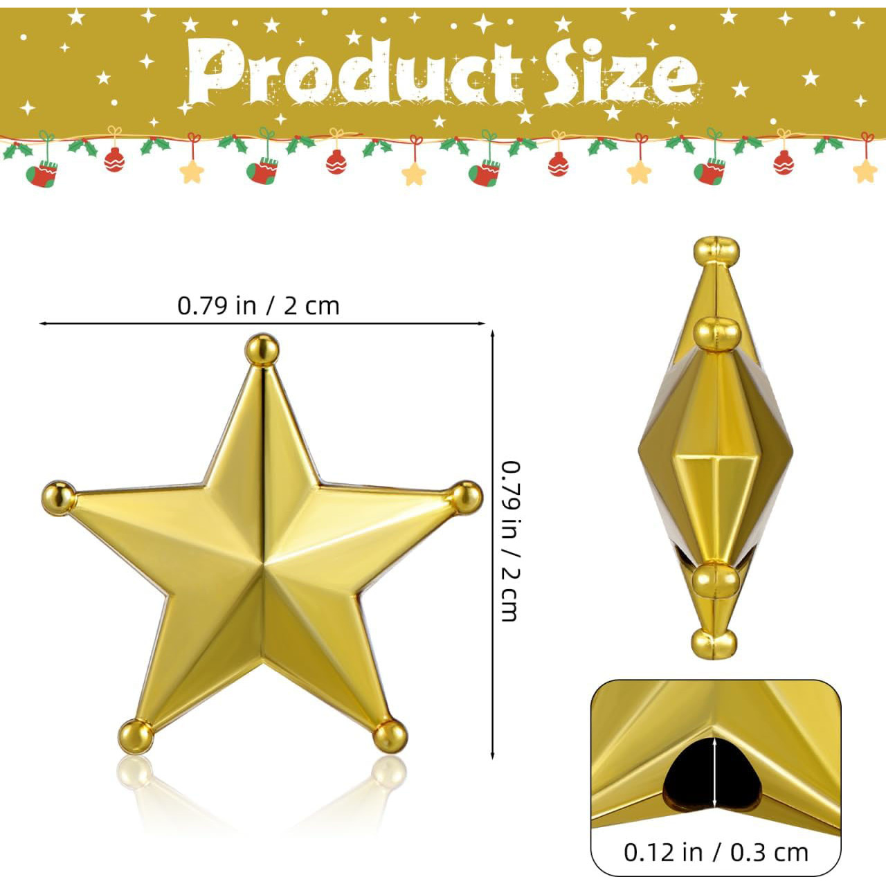 TEMU 30pcs Mini Christmas Tree Star Miniature Golden Christmas Star Topper Decorations For Holiday Party Centerpiece Treetop Decor Halloween