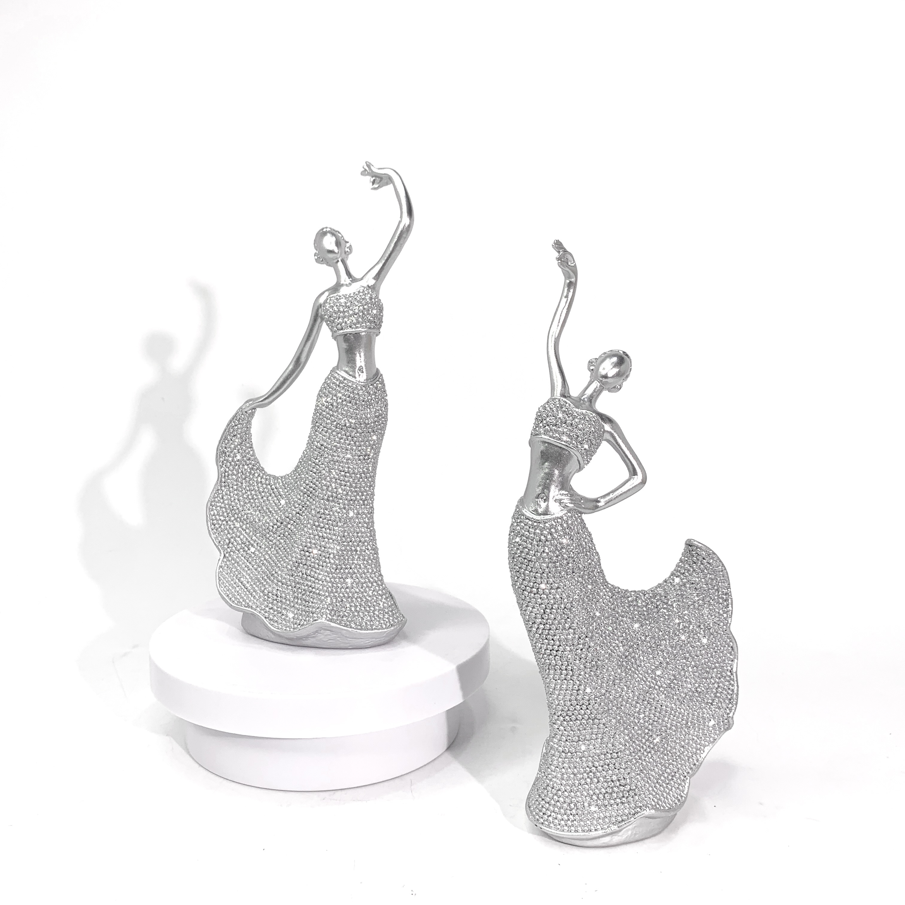 E-shop 1 Paar Elegante Luxus Funkelnde Tänzer Statuen - Kreative Tanzformige Wohnkultur, Exquisite Ornamente für Wohnzimmer/Küche/Schlafzimmer,