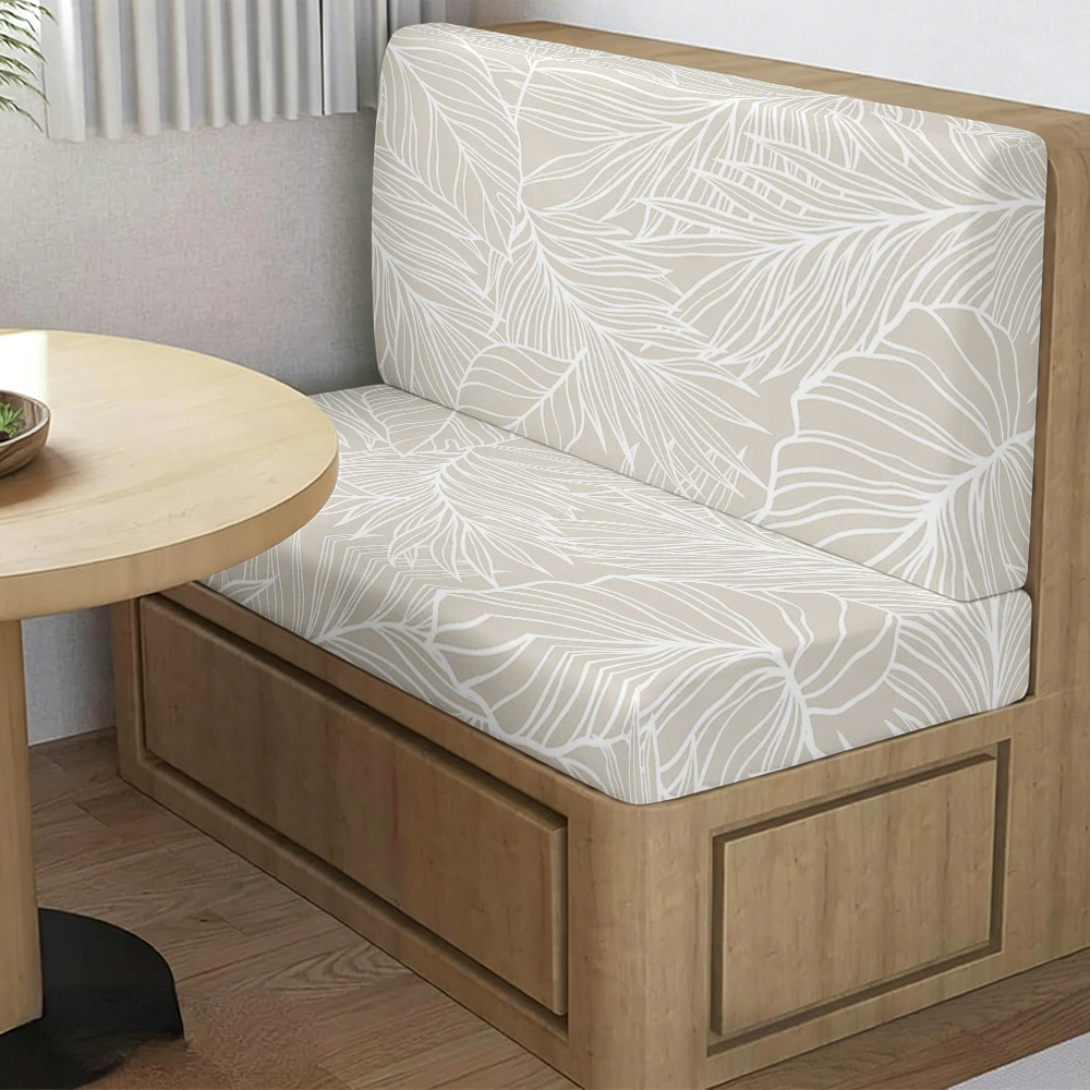 TEMU Lot de 2 housses de coussin de salle à manger pour camping-car, à motif de feuilles de palmier larges à blanches, protection de housses de siège