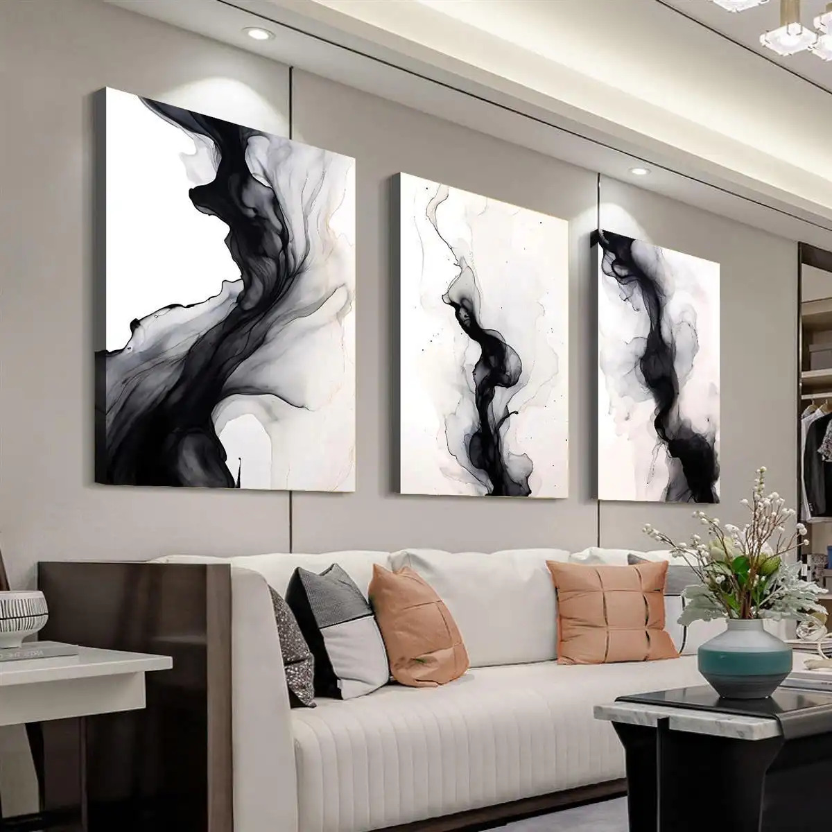 2d flat posters prints 2d flat 2d canvas 3pcs set with frame modern simple black and white abstract theme decorative painting suitable for easter mothers day st patricks day interior luxury decoration bedroom living room bathroom