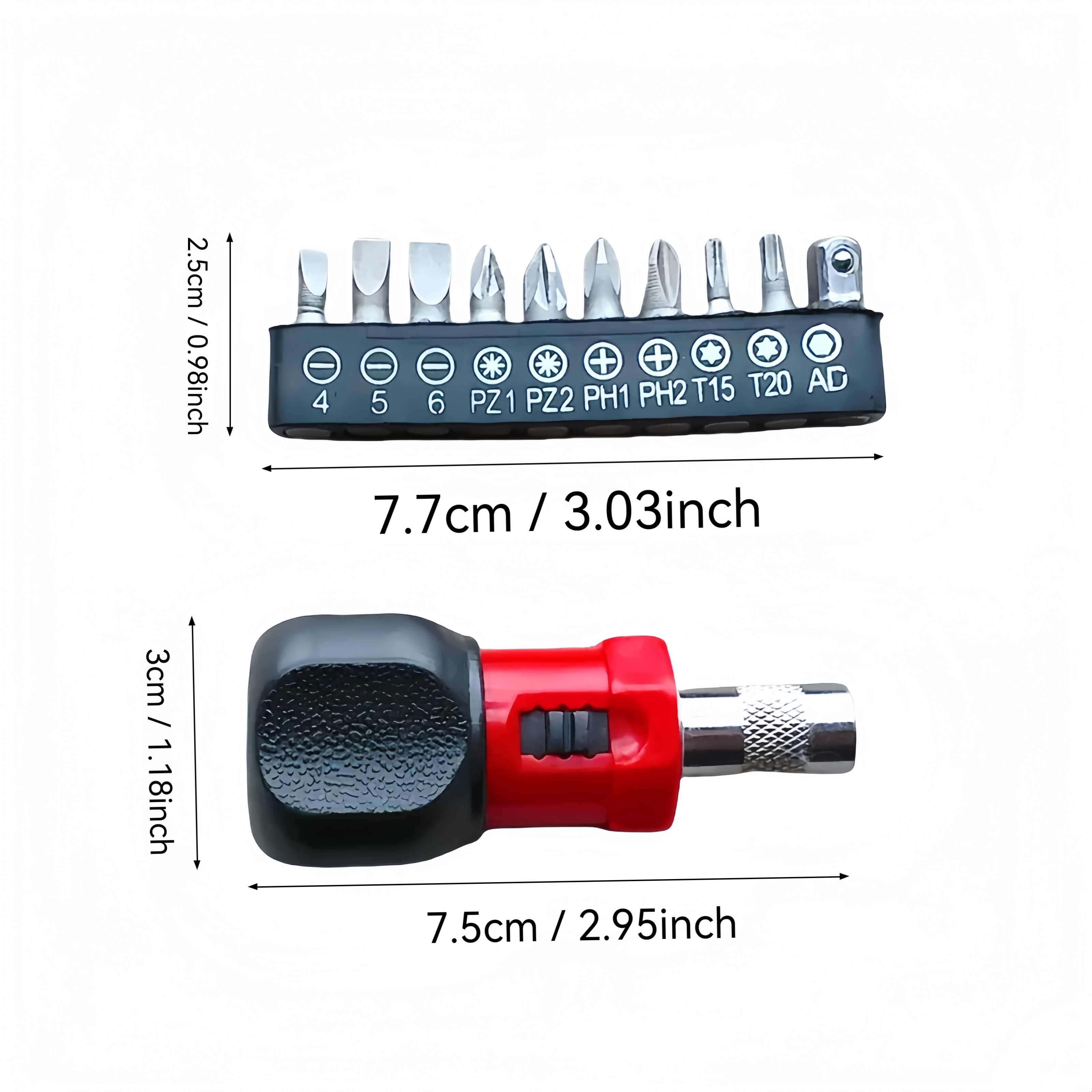 E-shop 11-in-1 Mini-Multifunktions-Schraubendreher-Set - umkehrbarer Schnellbetriebsschrauber aus Stahl, mit Bohrersatz-Kombination, batteriefrei,