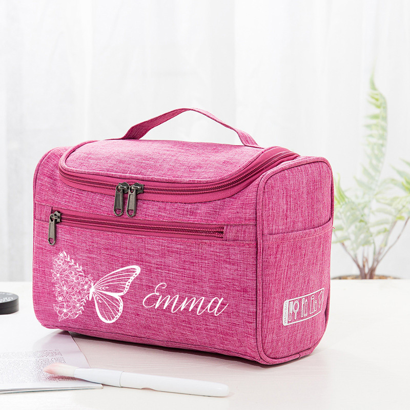 TEMU Personalized Name/initials Women's Toiletry Bag Suitable For Travel, Large Capacity With Multi-compartment Zipper Closure, Lightweight Portable