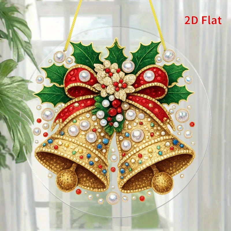 TEMU 2d Flat, 1pc, Round Acrylic Wall Decoration, Christmas Bell-themed Sun Catcher, Window Decor, Living Room Artwork, Garden Autumn Decor, Room