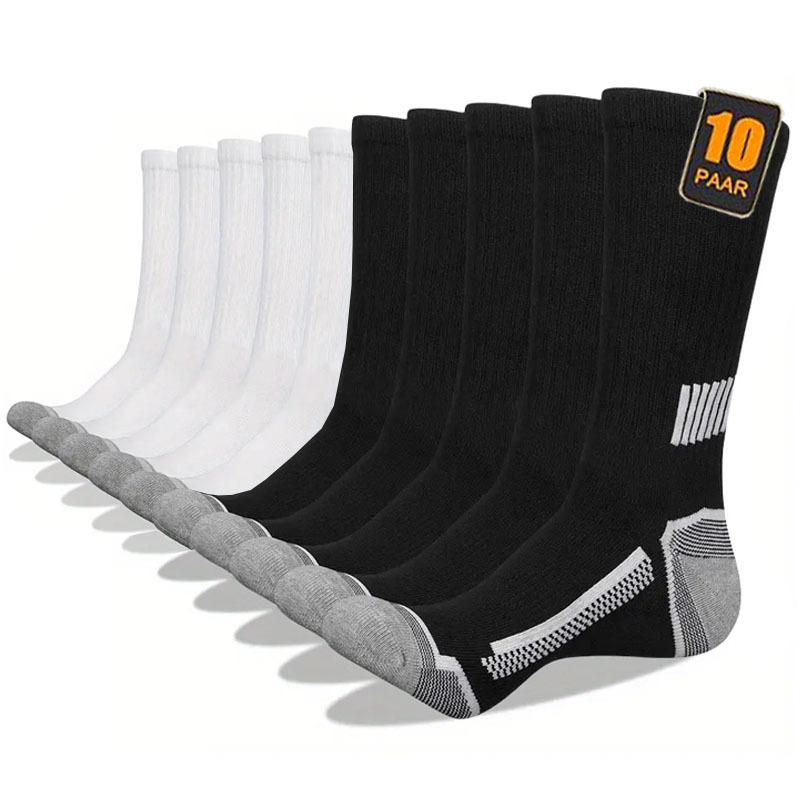 10 Paar Thermische Sportsocken voor Heren - Heavy-Duty Winter- & Gym Sokken met Ondersteuning van de Voetboog