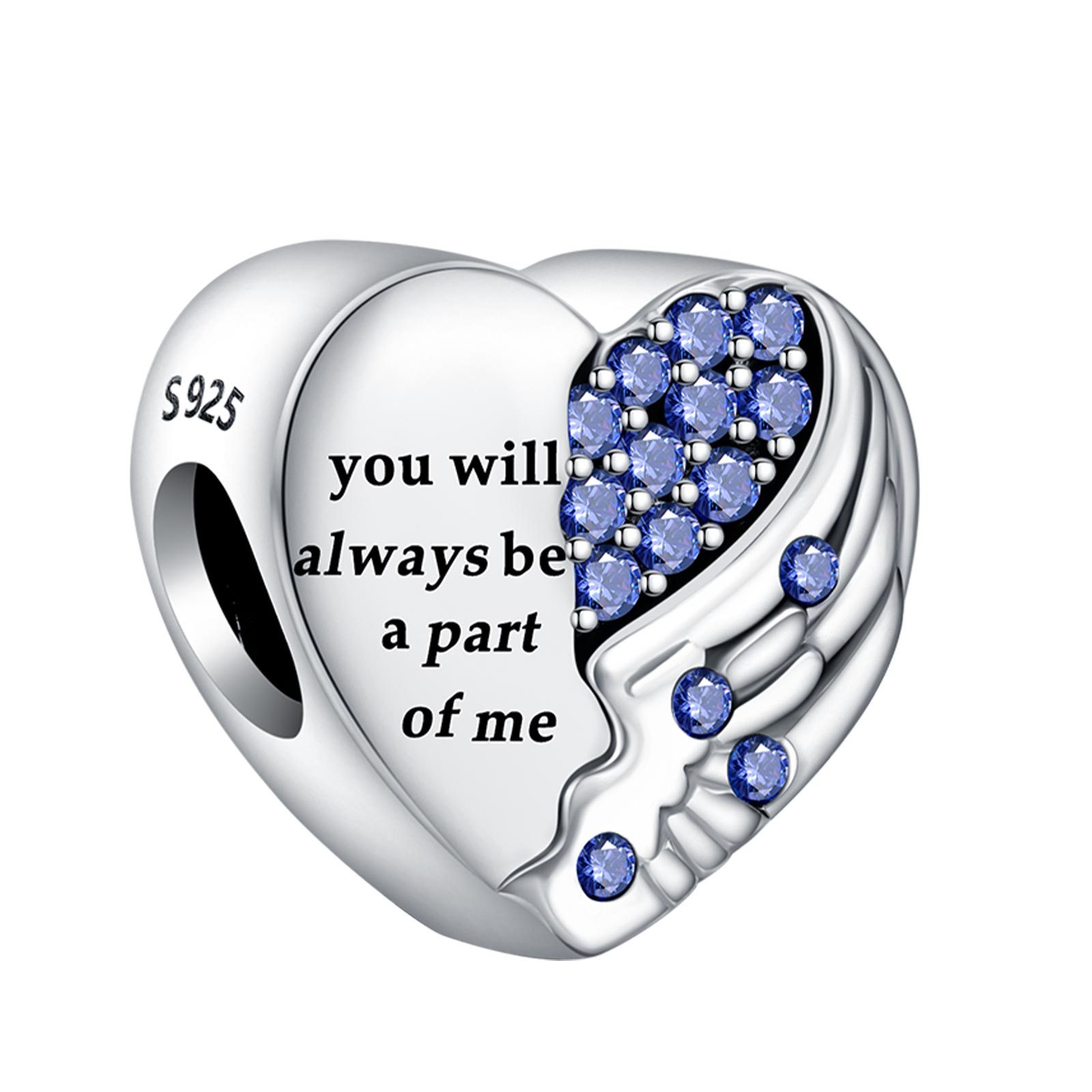 TEMU S925 Sterling Silver Heart-shaped Dangle Pendant Designed For Wife, Suitable For European Moment Bracelets And Necklaces, A Luxurious Gift For