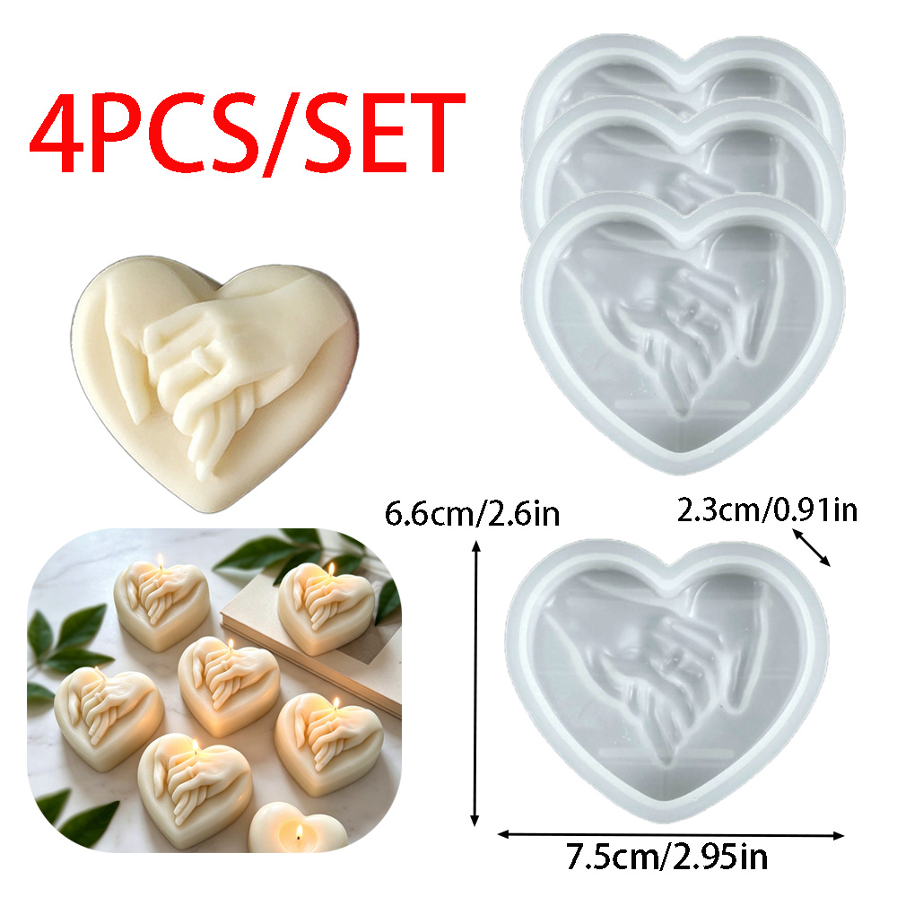 TEMU 4 pezzi (4 pezzi adatti per gesso e resina) Stampi a forma di cuore con che si tengono - Stampi 3D per candele e a forma di , Regali in per