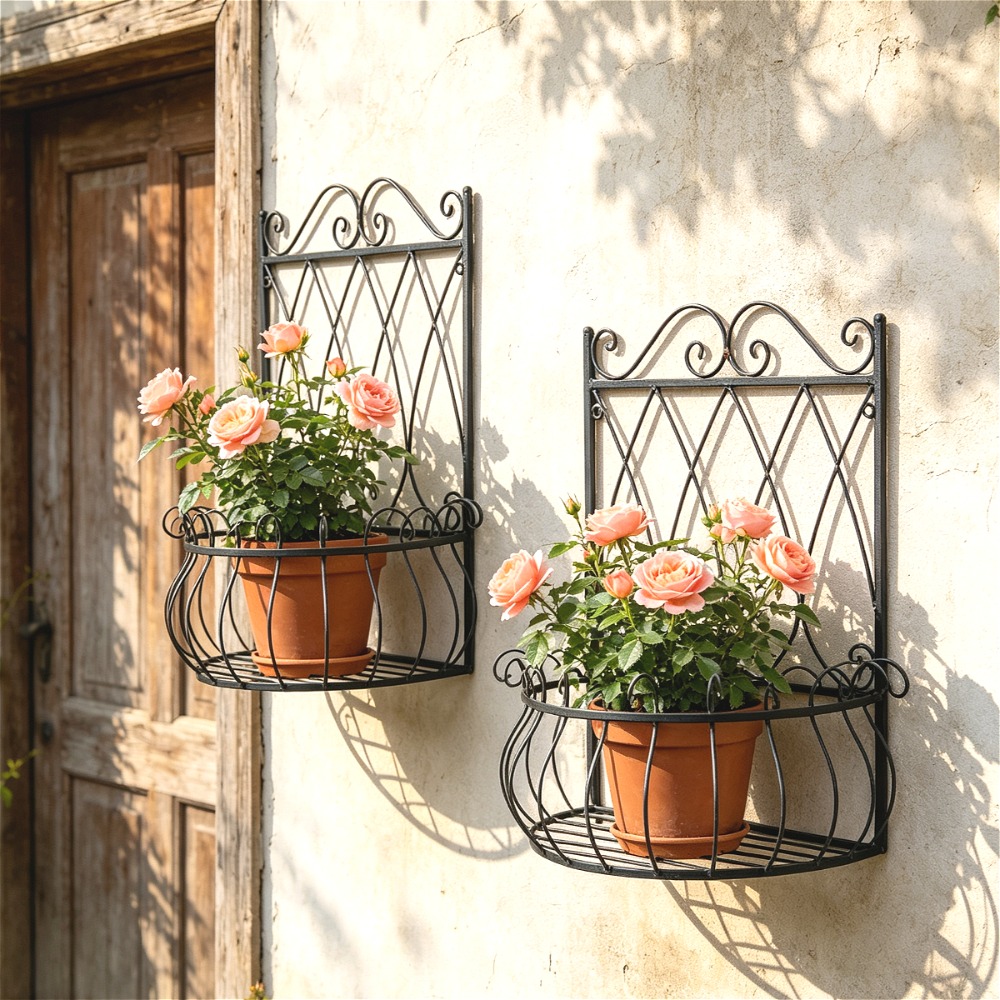 2er set französischer pastorales wandblumenständer natur