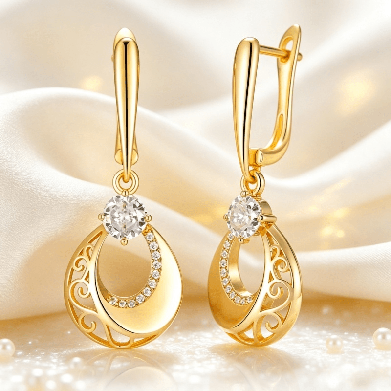 Women's Exquisite Synthetic Zirconia Round Drop Hoop Earrings