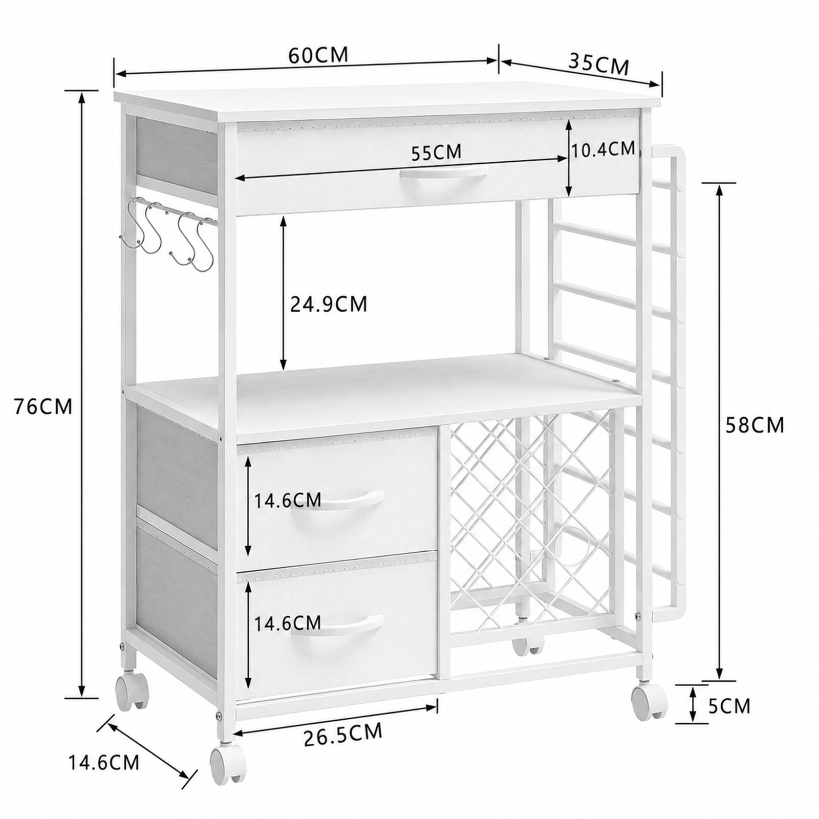 Image of Rolling Craft Cart With Storage Drawers & Cutter Stand Room Organizer Table Metal Frame With Particle Board Desktop