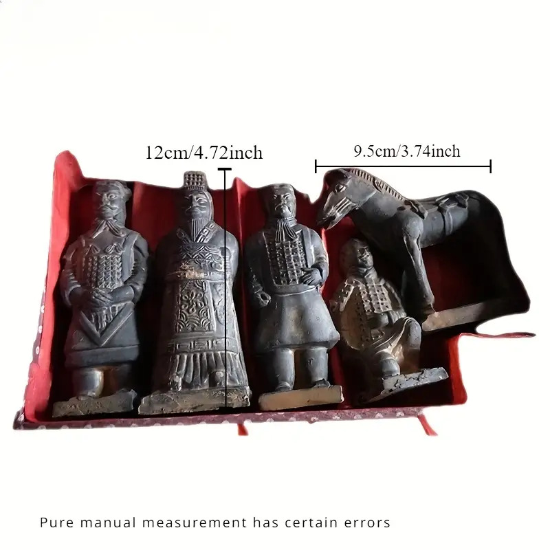 5pcs Handmade Terracotta Warriors Set - Traditional Chinese Artistic Figures