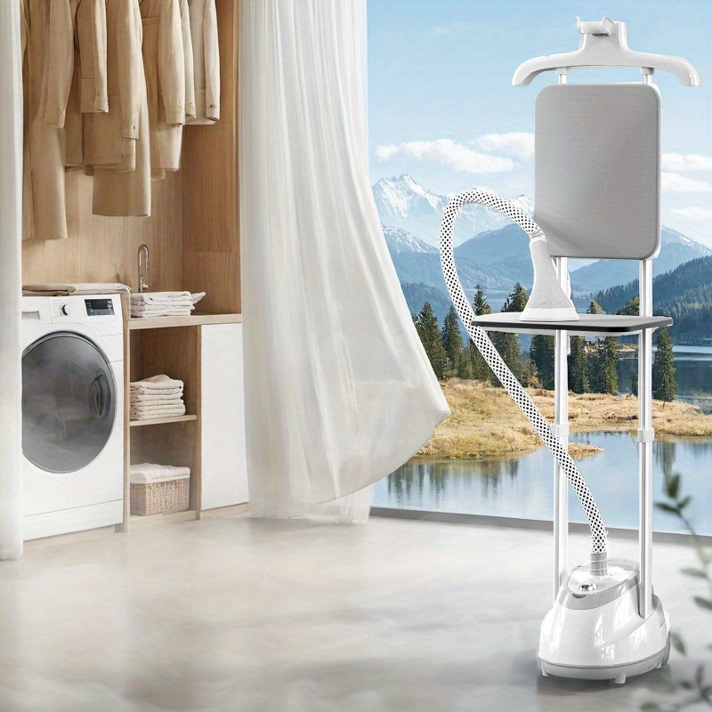 TEMU Stand Garment Steamer For Clothes - 1800w Steamers With Adjustable Double Rod, Flat And Hanging Ironing With 1.6l Water Tank, 30s -up, Wrinkle