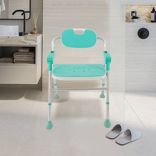 chaise de transfert portable et pliable pour bain et pour et personnes âgées - dispose de accoudoirs et dun , réglage de à 5 niveaux, robuste, de poids de 275 lb, tabouret de salle de bain, bleu