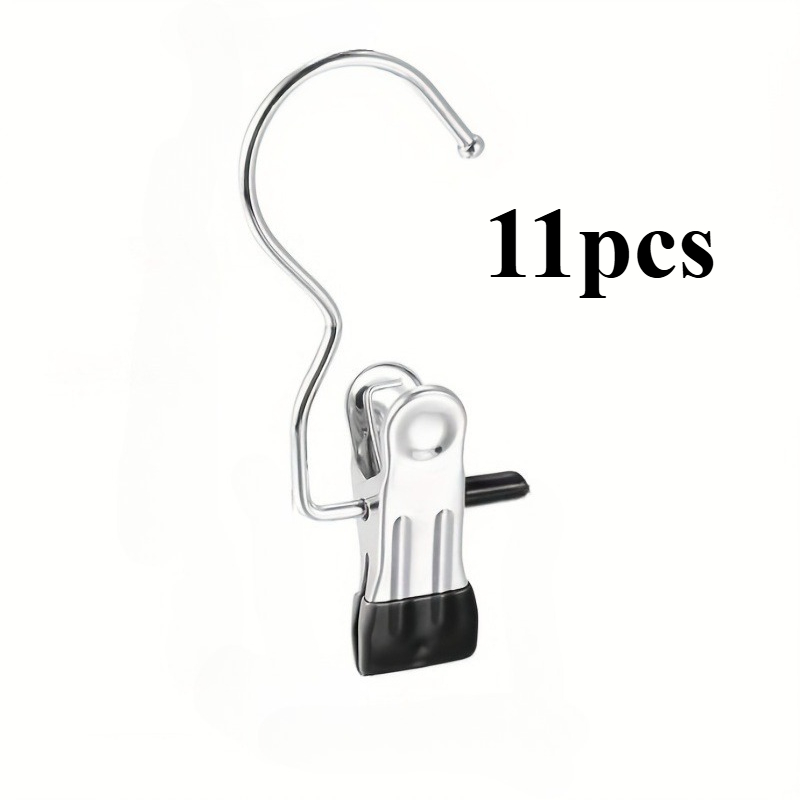 Image of 11pcs Metal Jeans Hanger With Clip, Multifunctional Space Pants Rack, 360 Degree Rotating Portable Storage Clip, Durable Wardrobe Clip, Suitable For Pants, Hats And Socks, Clothing Clip