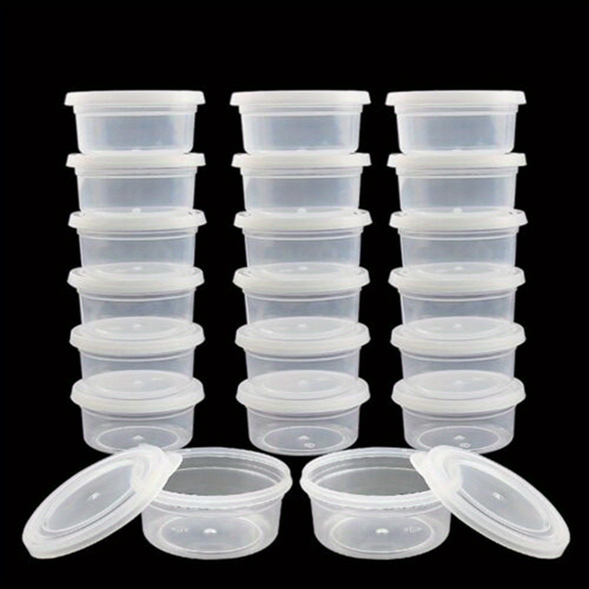 20pcs Transparent Clay Storage Box With Lid, Round Plastic Container For Diy Clay Organization Tools