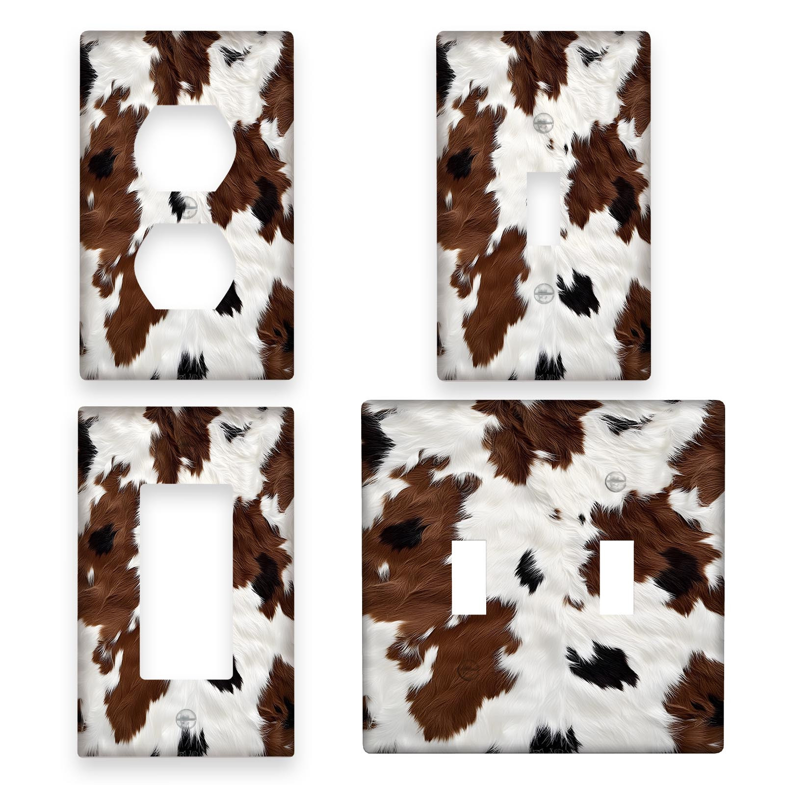 

Rustic Western Cowhide Brown Cow Print Light For Switch Cover - Decorative Wall Plate For Bedroom & Bathroom, 1 Gang Options