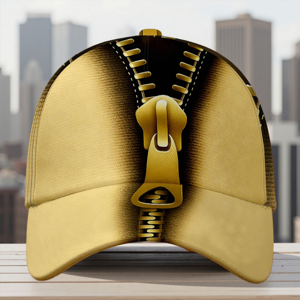 TEMU 1pc Featuring A Golden Zipper Closure, This Classic Baseball Cap With A Fitted A Unisex Stylish Accessory Perfect For Street Fashion And Holiday