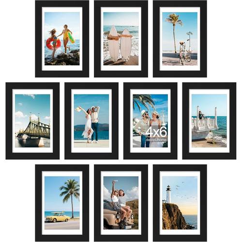 10pcs 4x6 picture frame set display photos 3 5x5 with mat or 4x6 unmatted for collage wall decor black vintage wooden frames