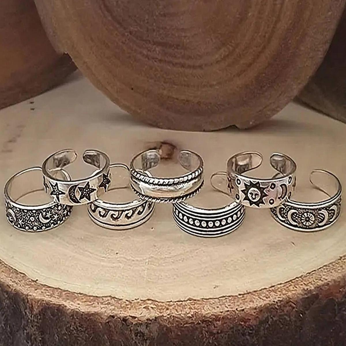 TEMU 7pcs/set & Moon Detail Cuff Toe Ring For Women For Daily Decoration