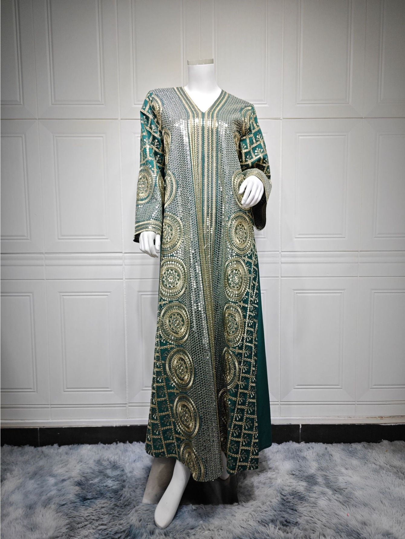 chinese dress ladies Black Islamic Muslim Sequin Long Mermaid Fancy Wedding Dress