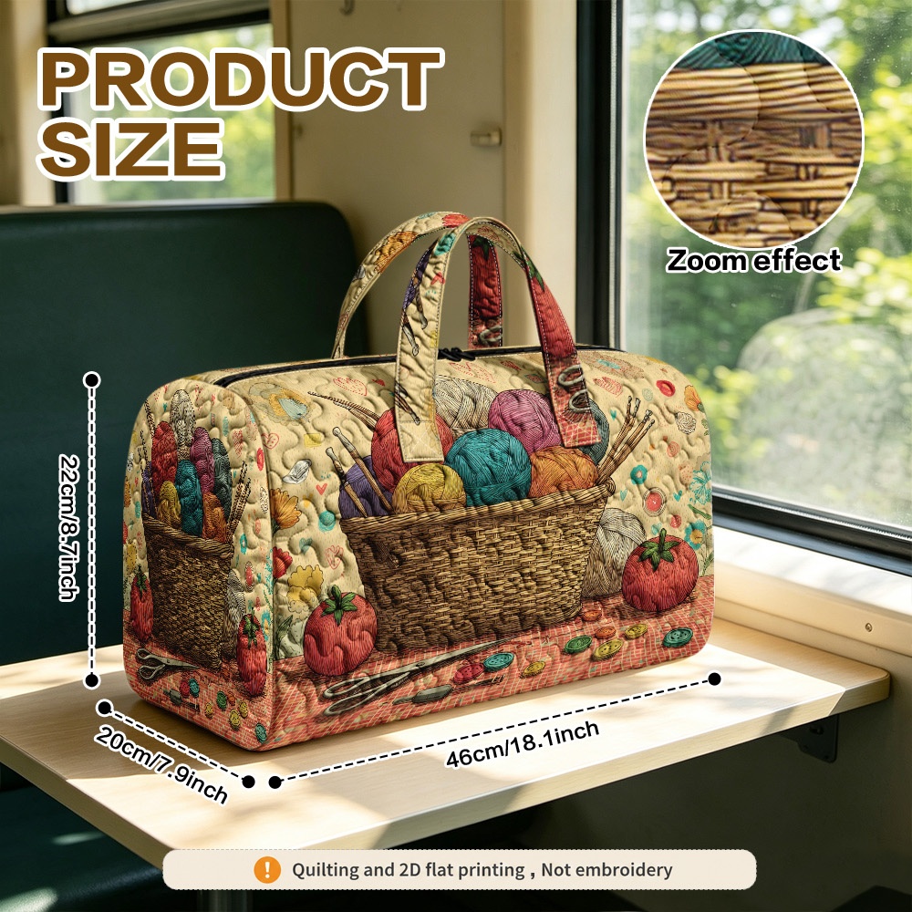TEMU 1pc Ridesay Quilted Duffle Bag Suitable For Travel & Gym, Large Capacity Quilted Durable Suitcase With Yarn Print, Machine Washable Carry-