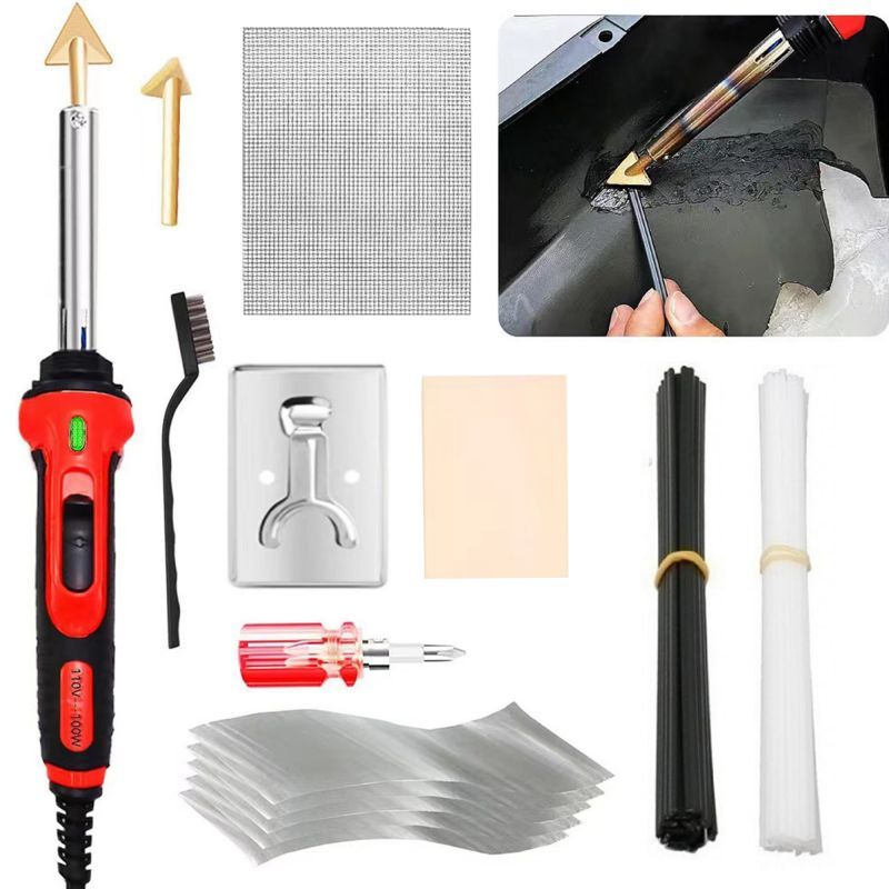 2 in 1 plastic welding kit 100w plastic welding repair kit   temperature control soldering gun plastic welding set for surface repair us plug Product details 0