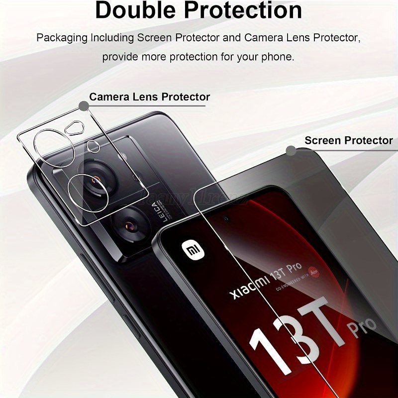 TEMU [4 en 1] 2 protections d'écran en verre trempé pour la confidentialité + 2 protections d'objectif de caméra adaptées à la série Xiaomi 13T/13T
