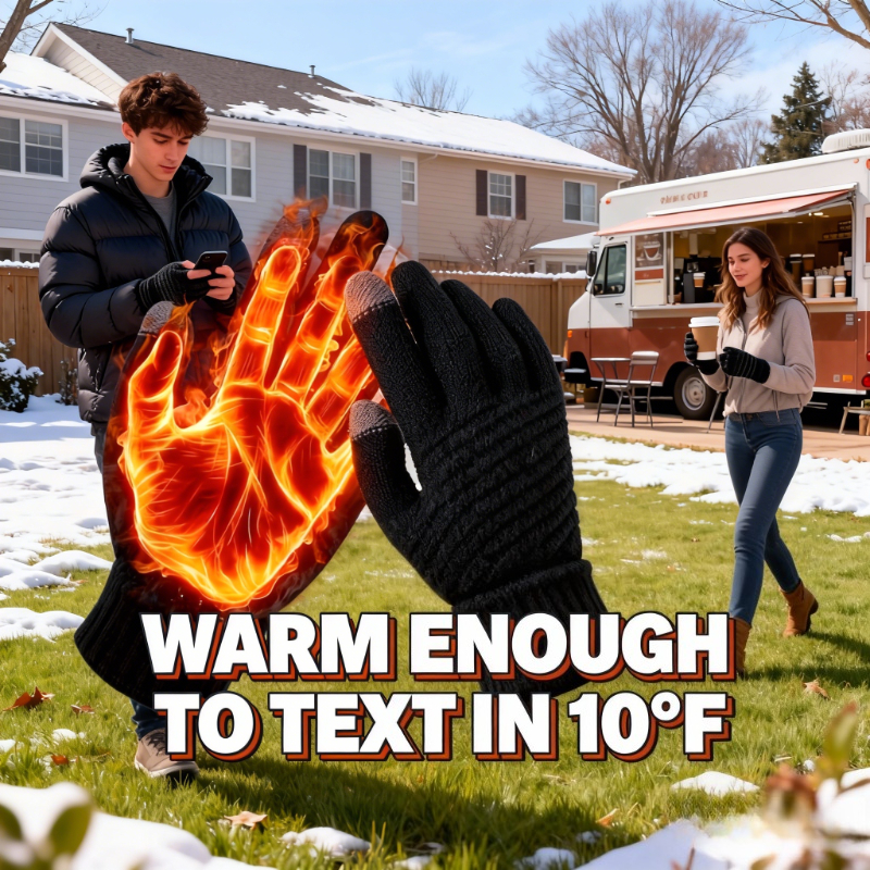 TEMU Two-piece Set Warm Thickened Winter Gloves For Men Women - Touchscreen Windproof, Couples Gifts For Christmas, Essential Outdoor Gear, Perfect