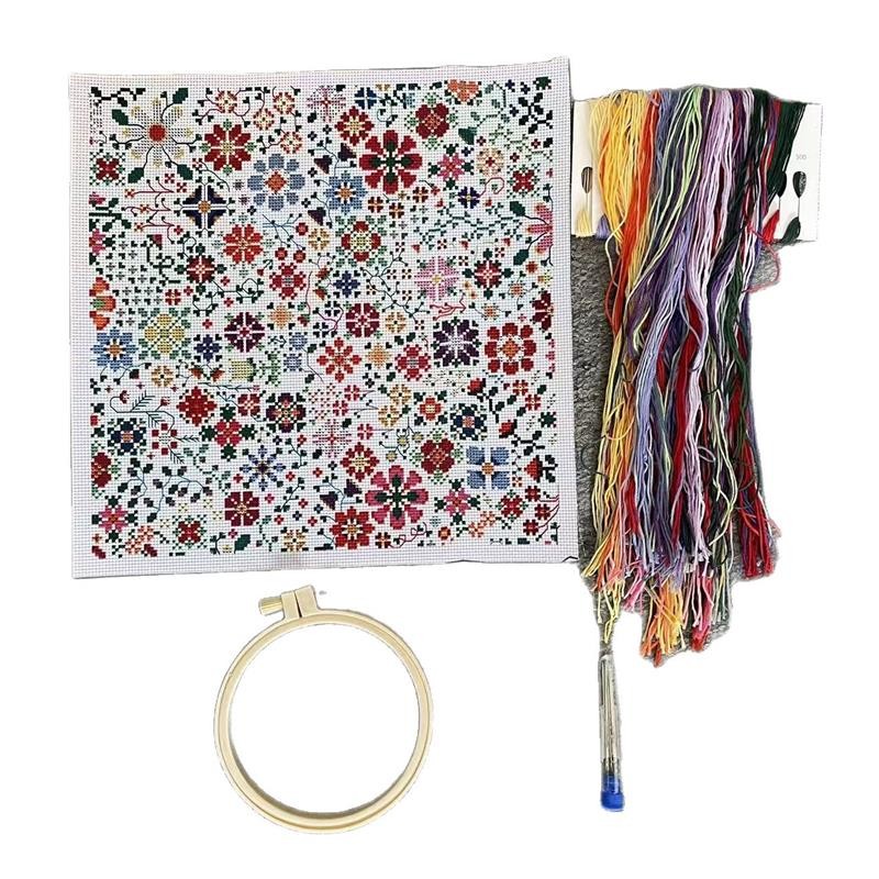 TEMU Material Package A Flower A Day Cross Stitch Kit Bloom Embroidery Needlepoint Patterns For Adults, Floral Embroidery Kit