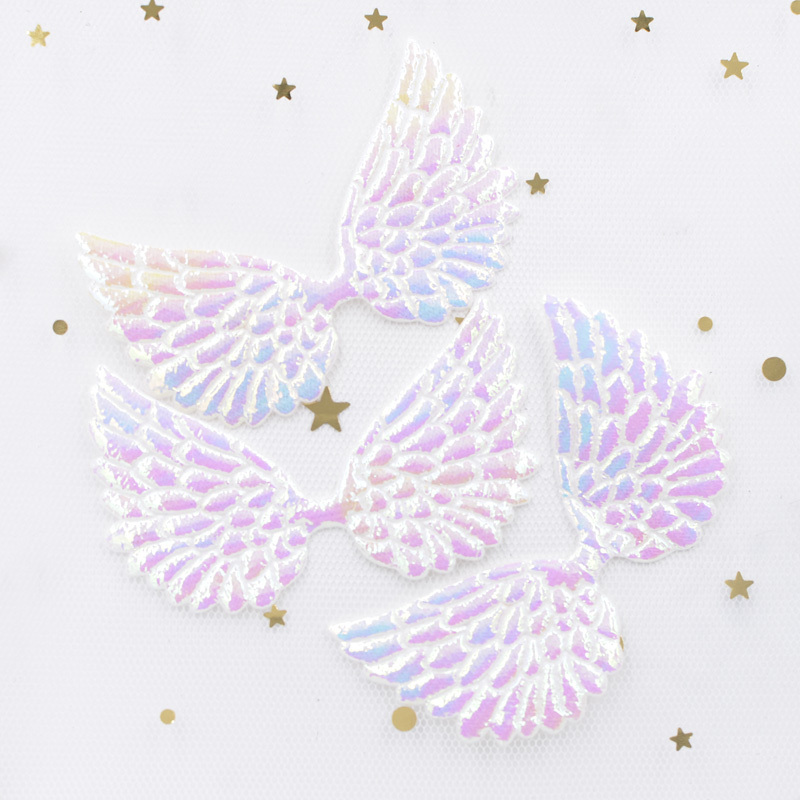 Image of 20pcs Double-sided Iridescent Wing Fairy Wing Sew- Patches - Ab Cloth Iridescent Shimmering Multicolor Wings Suitable For Costumes, Diy Crafts, Clothing Decoration (20 Individual Wings)