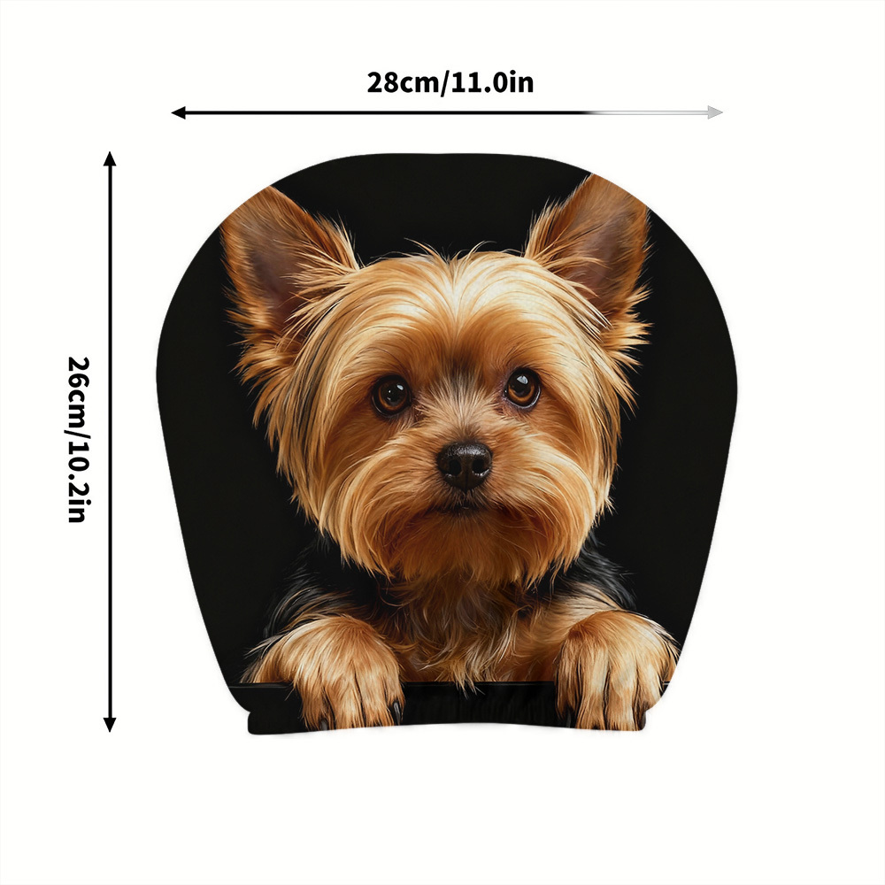 Image of Set Of 2 Car Headrest Covers | Yorkie Design | And Clean | Perfect For Road Trips, Extended Drives, And Everyday Travel | Boost Your Interior Style And Character | Car Additions