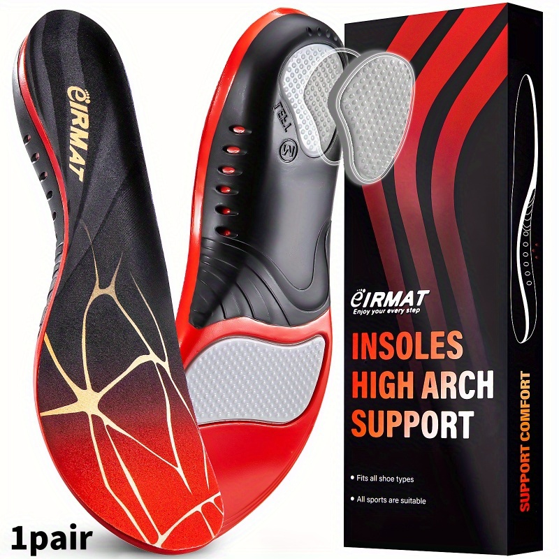TEMU 1 Pair Unisex Adult Heavy-duty Molded Arch Support Insoles - Shock-absorbing Tpu, Antiskid , For Walking, Running, Standing - Foot & Posture