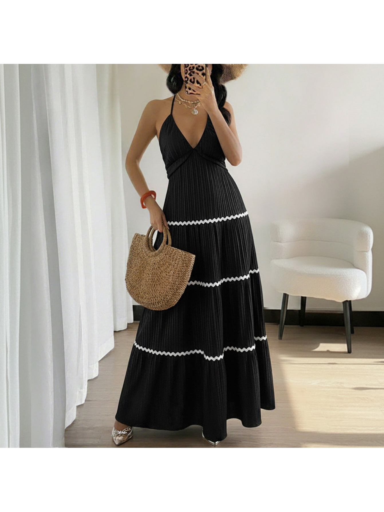 colorblock maxi dresses sold on Temu United States