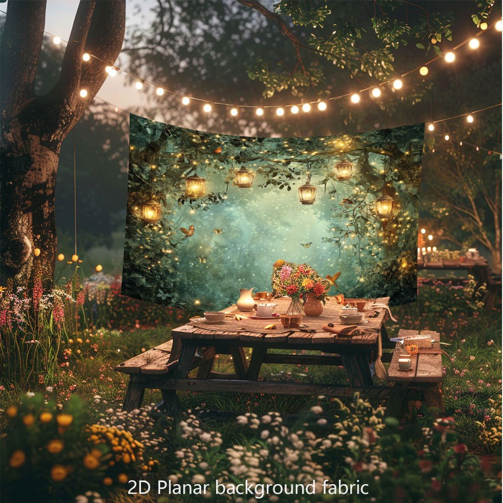 Magic Forest Night Scene Luminous Tapestry Wall Art Decoration_voghion.com