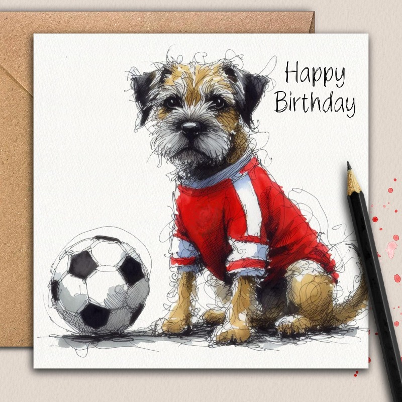 TEMU 1pc Border Terrier Birthday Card A Border Terrier Birthday Card Sent To Mom, Dad, Husband, Brother, Son, Or Grandpa