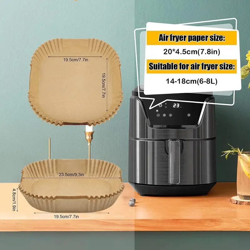 125pcs air fryer liners nonstick, oilproof, waterproof, food grade parchment paper - pre-cut 8x8 inch square sheets, surface for easy , compatible with air fryer, oven, microwave, deep fryer - ideal for home, restaurants, parties, commercial kitchens - disposable baking sheets, kitchen essentials, practical kitchenware, oilproof liner Product details 1