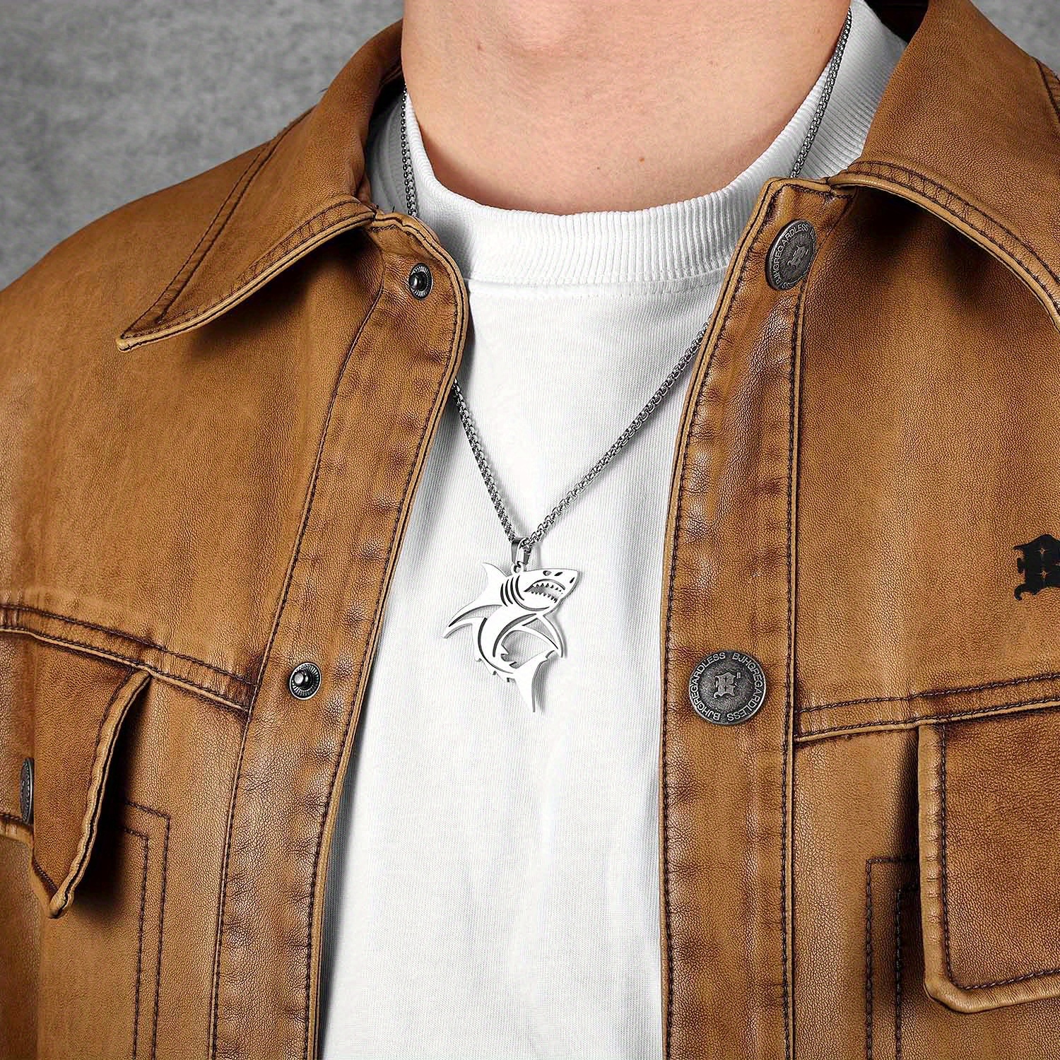 Image of Large Hollow Necklaces Men's Pendant 304 Stainless Steel T-shirt Chain Female Punk Fashion Jewelry Accessories Gifts