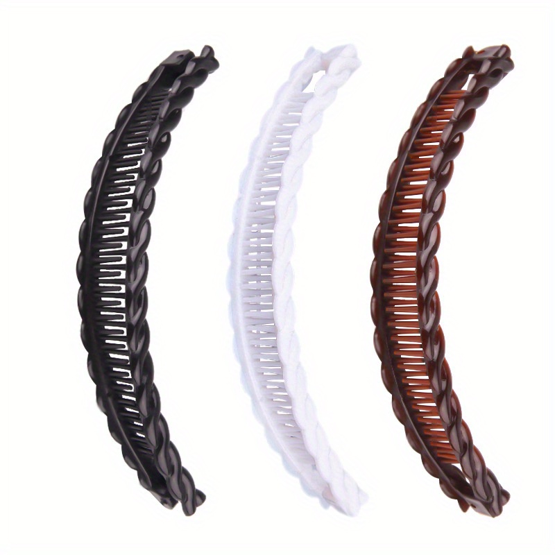 3pcs/set Womens Plastic Combs Banana Clip Grib, Fish Shape Ponytail Hair Clamp, Twist Hair Braider Hair Calmps Clips
