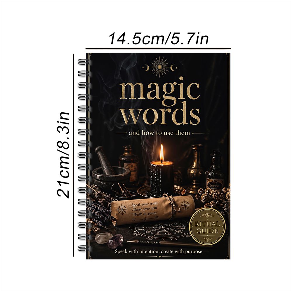 TEMU 1pc Guide Spiral Notebook - Mystical Design, Spell Casting And Setting Journal, X 14.5cm Wirebound Paper, Speak And Create Magic, Gift For